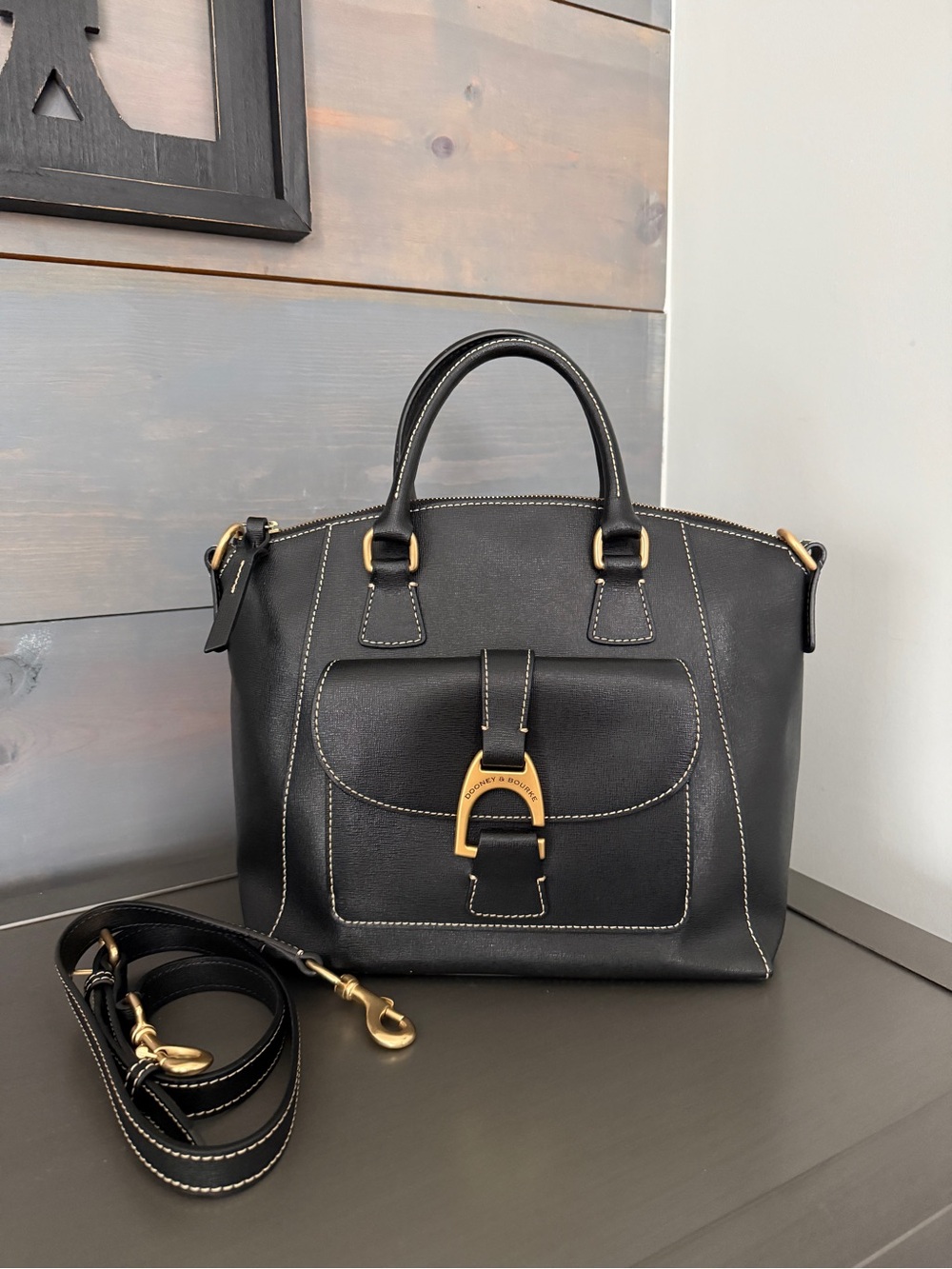 Dooney & Bourke Black Saffiano Leather Naomi Satchel